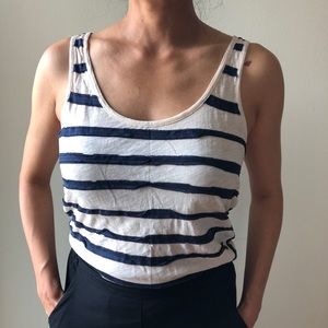 J Crew cotton tank with navy stripes